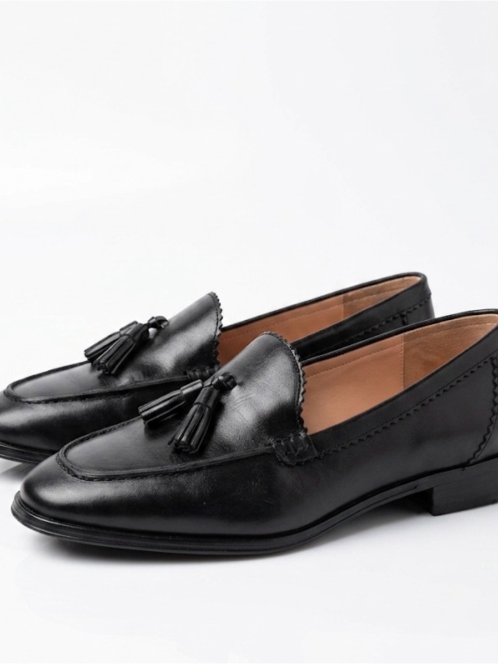 J.Crew Black Leather Maison Tassel Loafers in Italian Leather